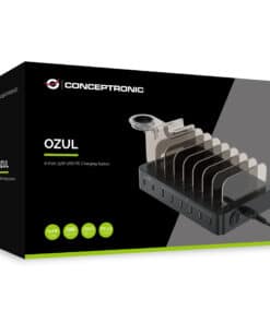 Conceptronic OZUL02B OZUL 8-Port 75W USB PD Charging Station, Indoor, AC, 12 V, Black - Afbeelding 2