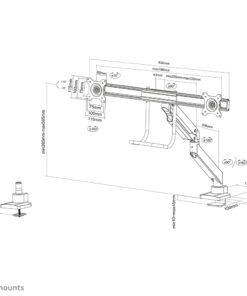 Neomounts NM-D775DXWHITE Flat screen/ TV desk mount Clamp 8 kg, 10 - 32", 100x100 mm, Whi