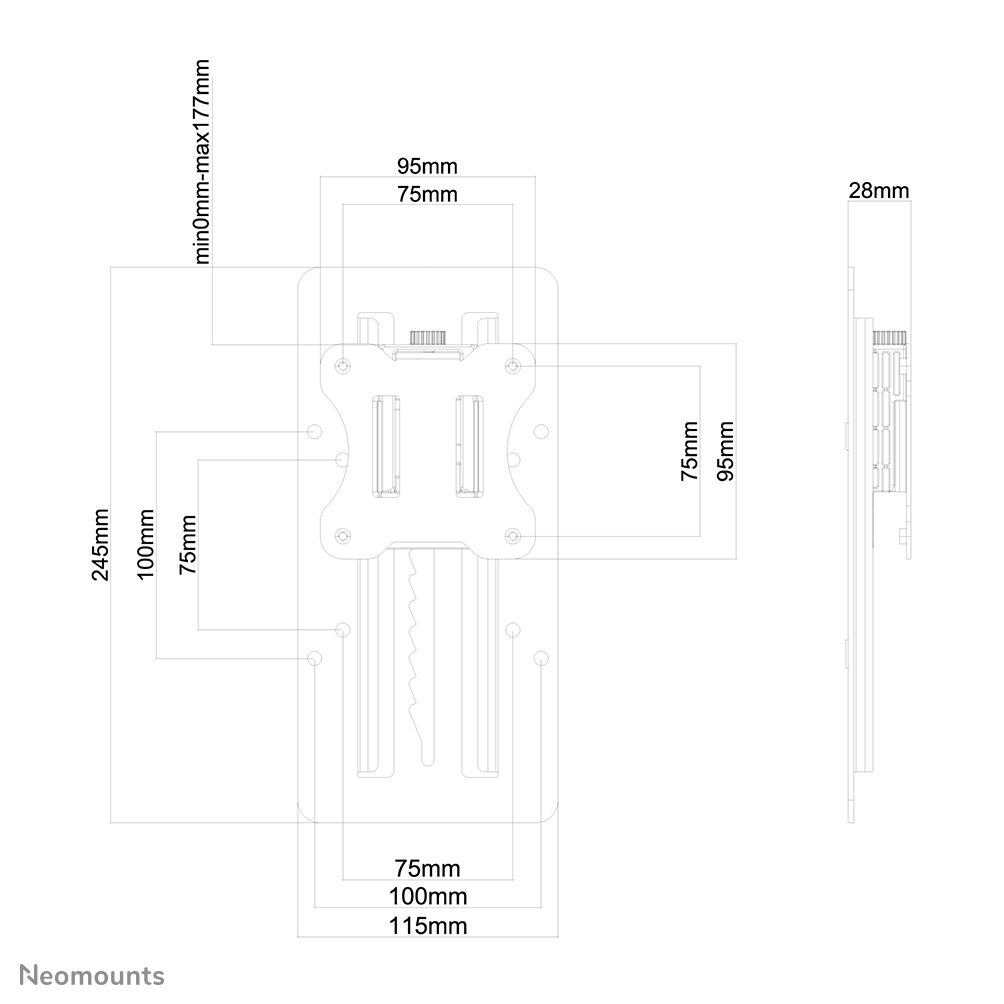 Neomounts FPMA-LIFT100BLACK flatscreen Traploze hoogteverstelbare adapter, 75x75/ 100x100