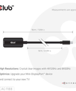 CLUB3D Mini DisplayPort™ 1.4 to HDMI™ 8K60Hz M/F Adapter - Afbeelding 4