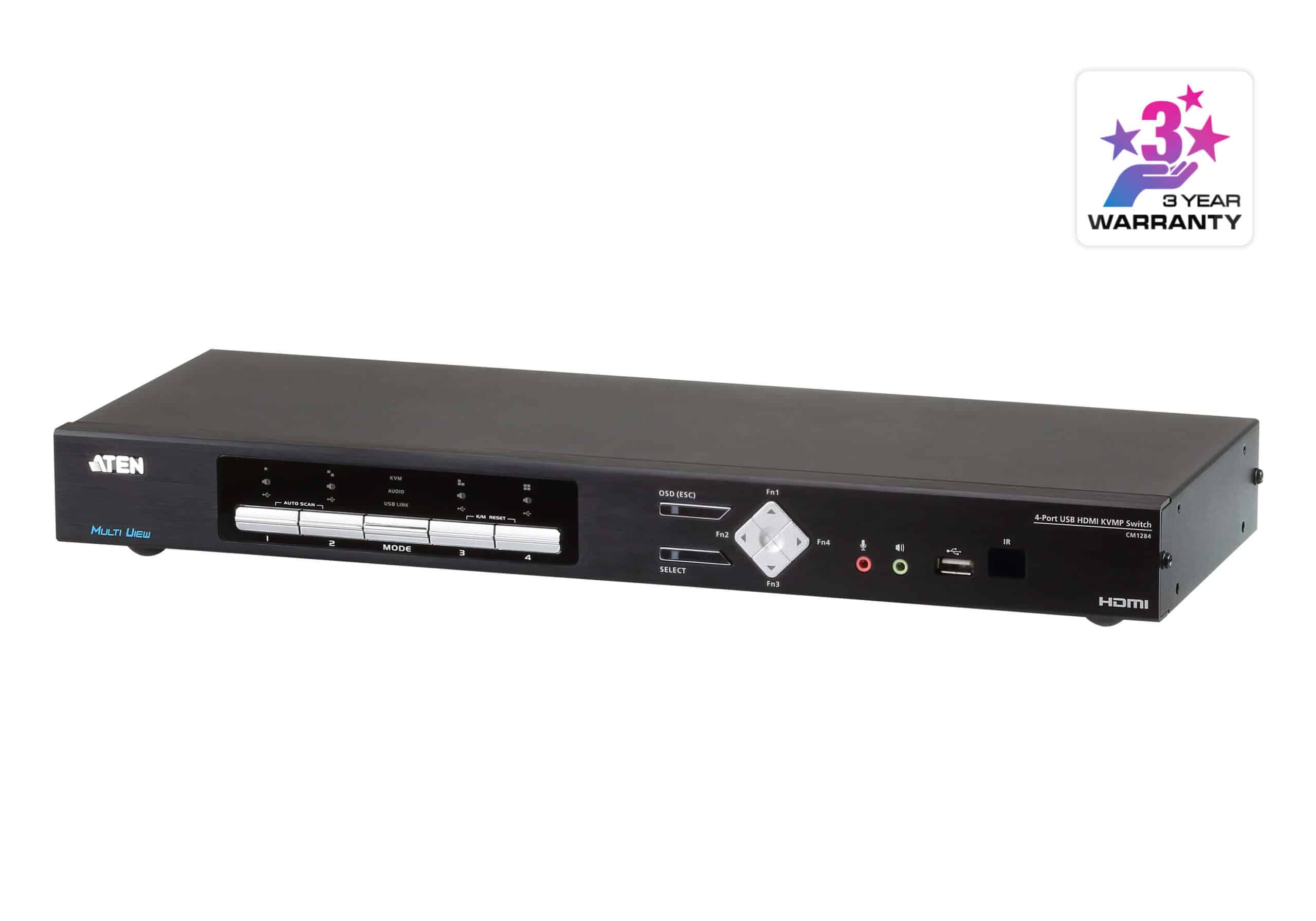 ATEN 4-Poorts USB 4K Meervoudige weergave KVMP Schakelaar