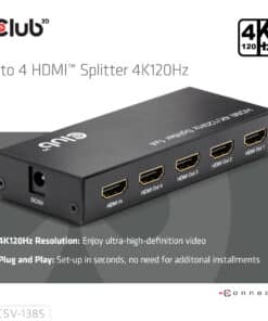 CLUB3D 1 to 4 HDMI Splitter 4K120Hz - Afbeelding 2