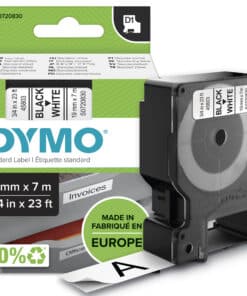 DYMO originele D1 labels | Zwarte Tekst op Wit Label | 19 mm x 7 m | Zelfklevende etiketten voor de LabelManager labelprinter | gemaakt in Europa
