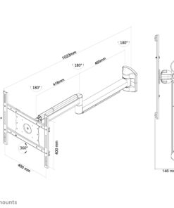 Neomounts FPMA-HAW050 Medical Full Motion Monitor Wall Mount, 10-40", 10 kg, 100x100/ 400