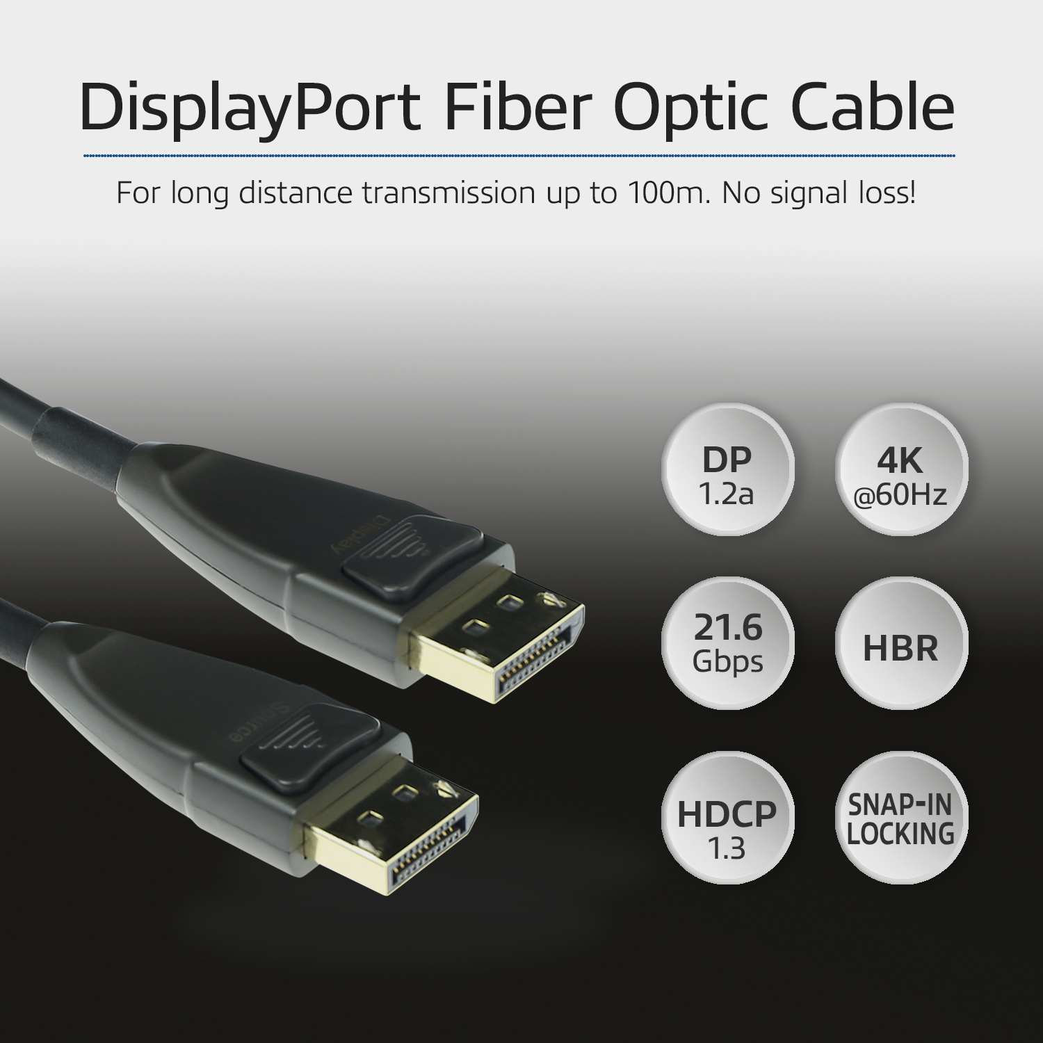 ACT 15 meter DisplayPort Active Optical Cable DisplayPort male - DisplayPort male - Afbeelding 4