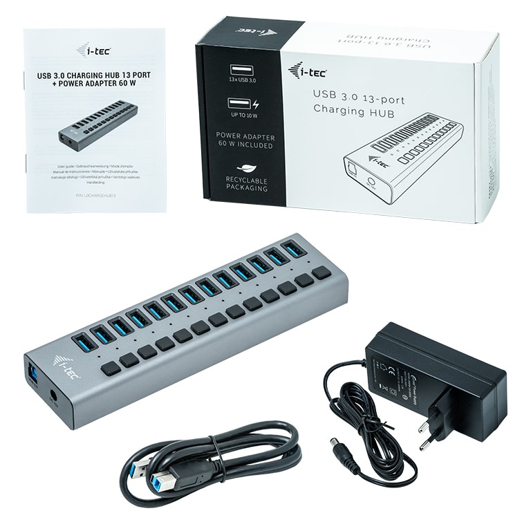 i-tec USB 3.0 Charging HUB 13port + Power Adapter 60 W - Afbeelding 5