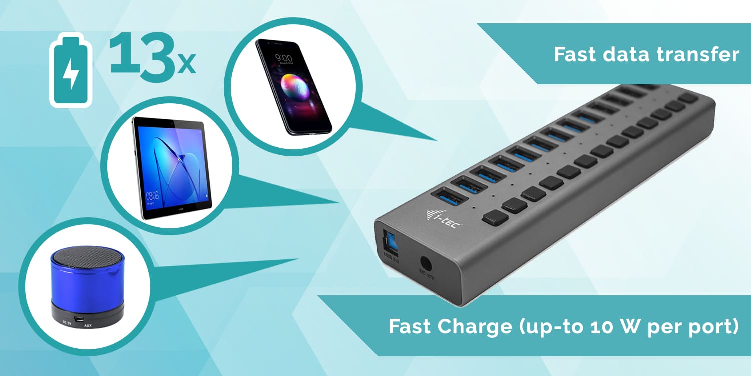 i-tec USB 3.0 Charging HUB 13port + Power Adapter 60 W - Afbeelding 6