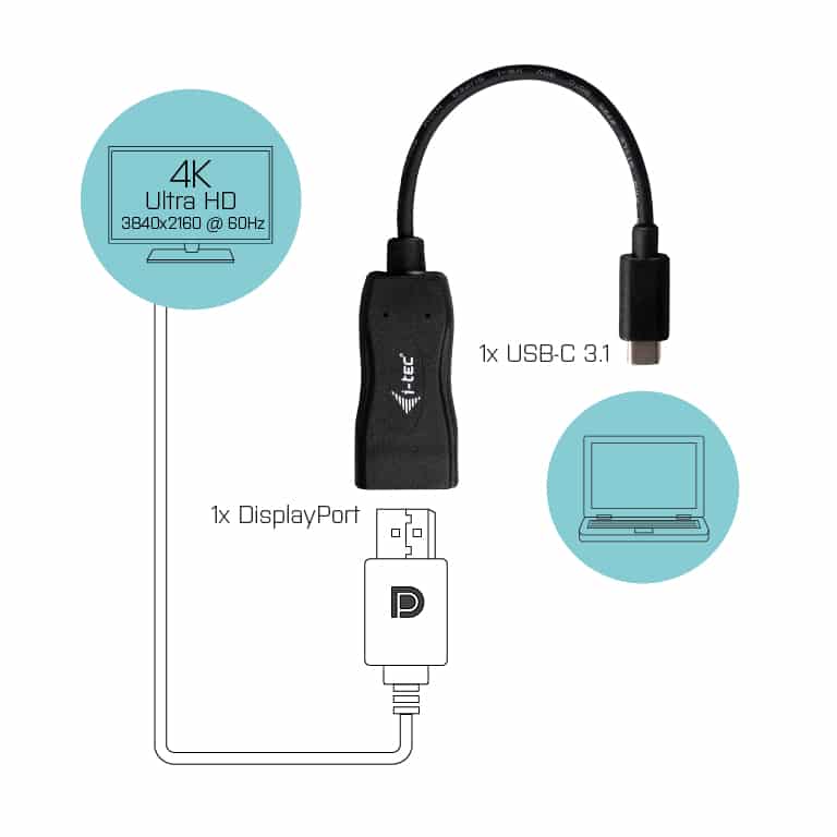 i-tec C31DP60HZP video kabel adapter 0,15 m USB-C 3.1 DisplayPort Zwart - Afbeelding 2
