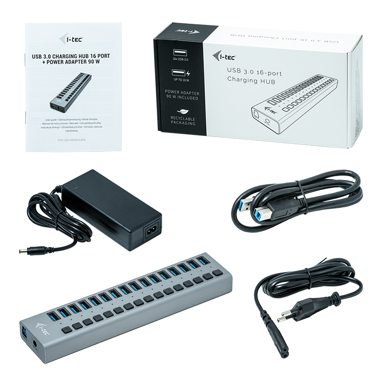 i-tec USB 3.0 Charging HUB 16port + Power Adapter 90 W - Afbeelding 4