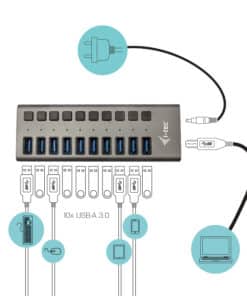 i-tec USB 3.0 Charging HUB 10 port + Power Adapter 48 W - Afbeelding 2