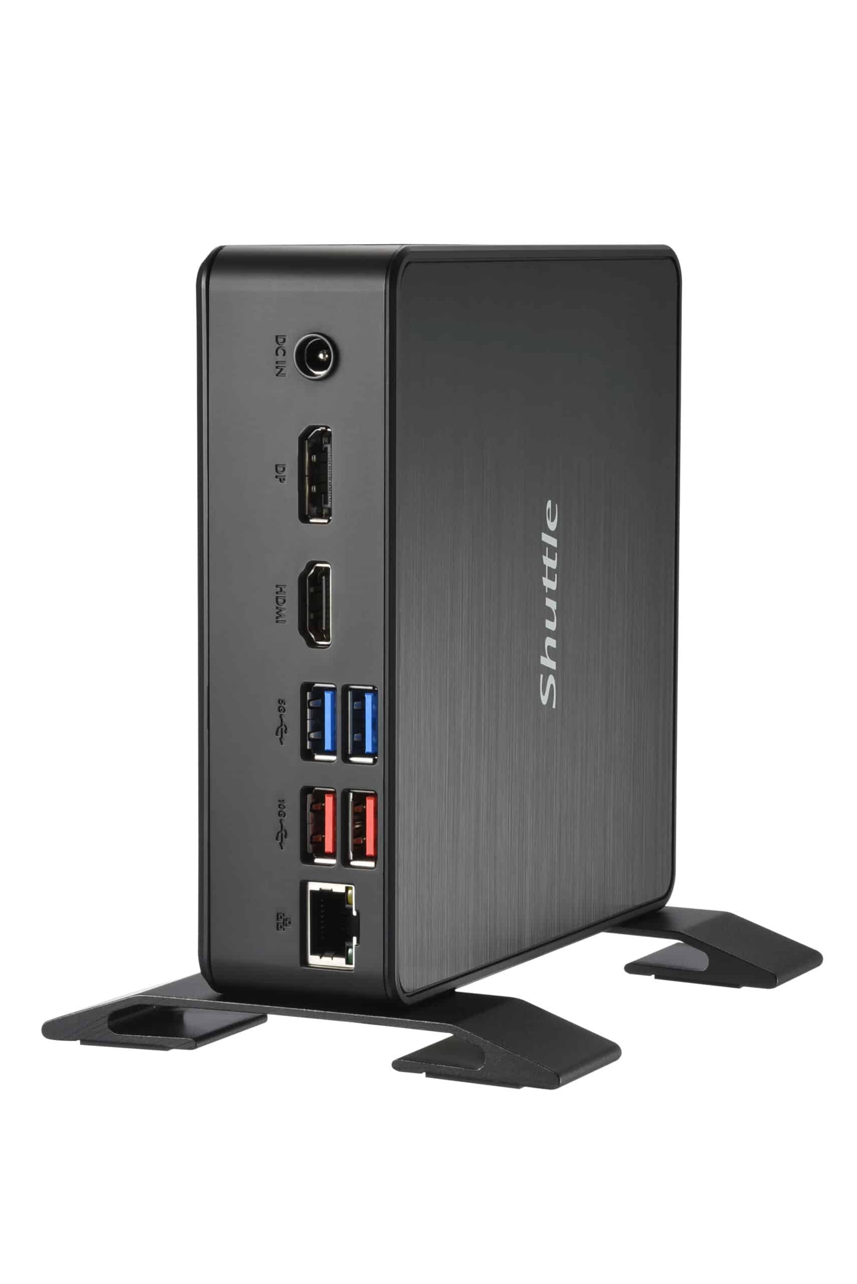 Shuttle XPC Nano PC NC40U5, Intel Core i5-1235U, 1x HDMI, 1x DP,1xUSB-C/DP, 6x USB3.2, 1x 2.5" bay, 2x M.2, 1x LAN, RAID, 24/7 permanent gebruik, incl. VESA & Stand Barebone