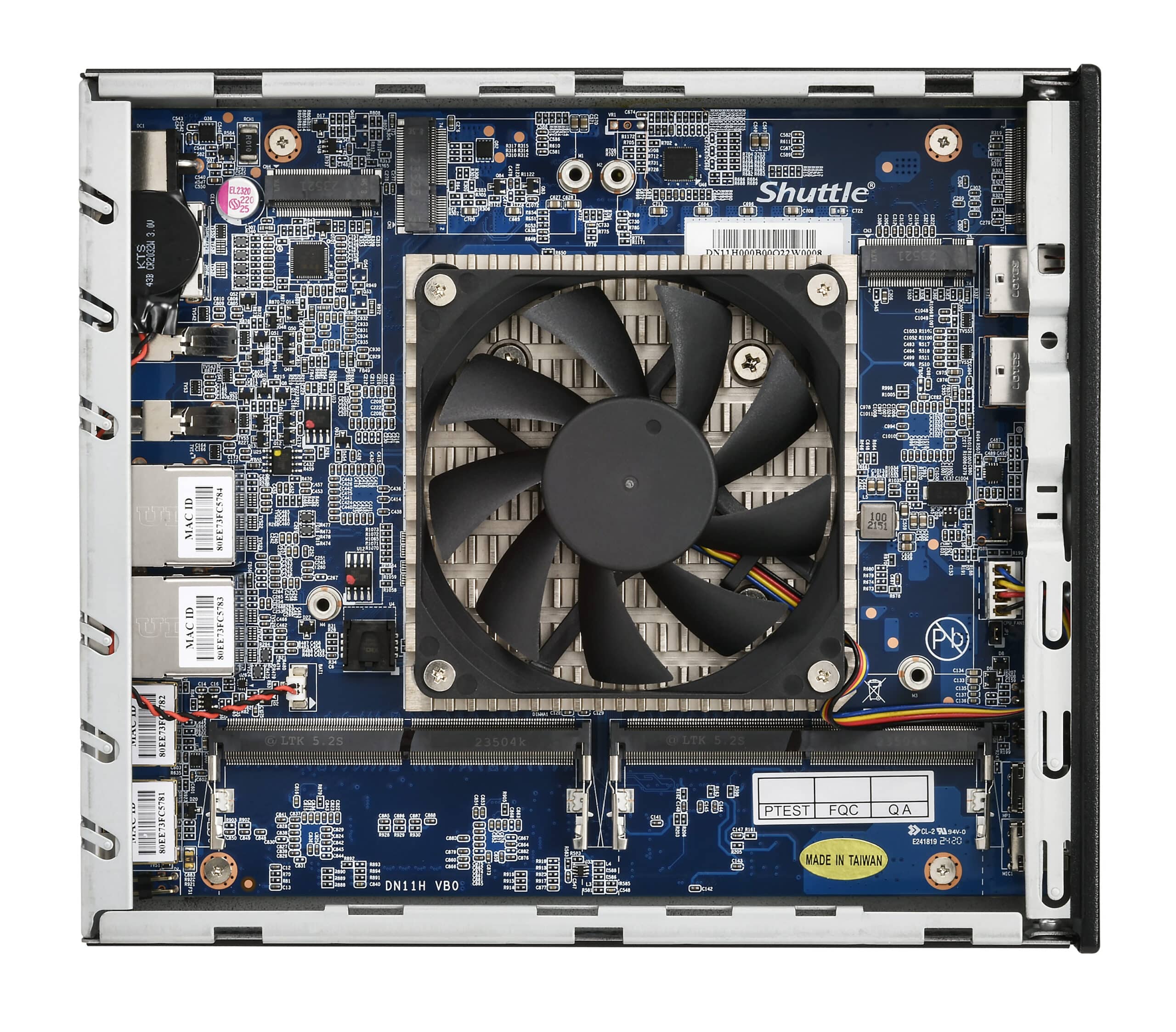 Shuttle Slim AI PC DN11H7 Intel Core Ultra 7 155H, Intel Arc graphics, 2xHDMI, 2x DP, 4x 2.5 Gbit LAN, VESA, 24/7 permanent gebruik Barebone - Afbeelding 7