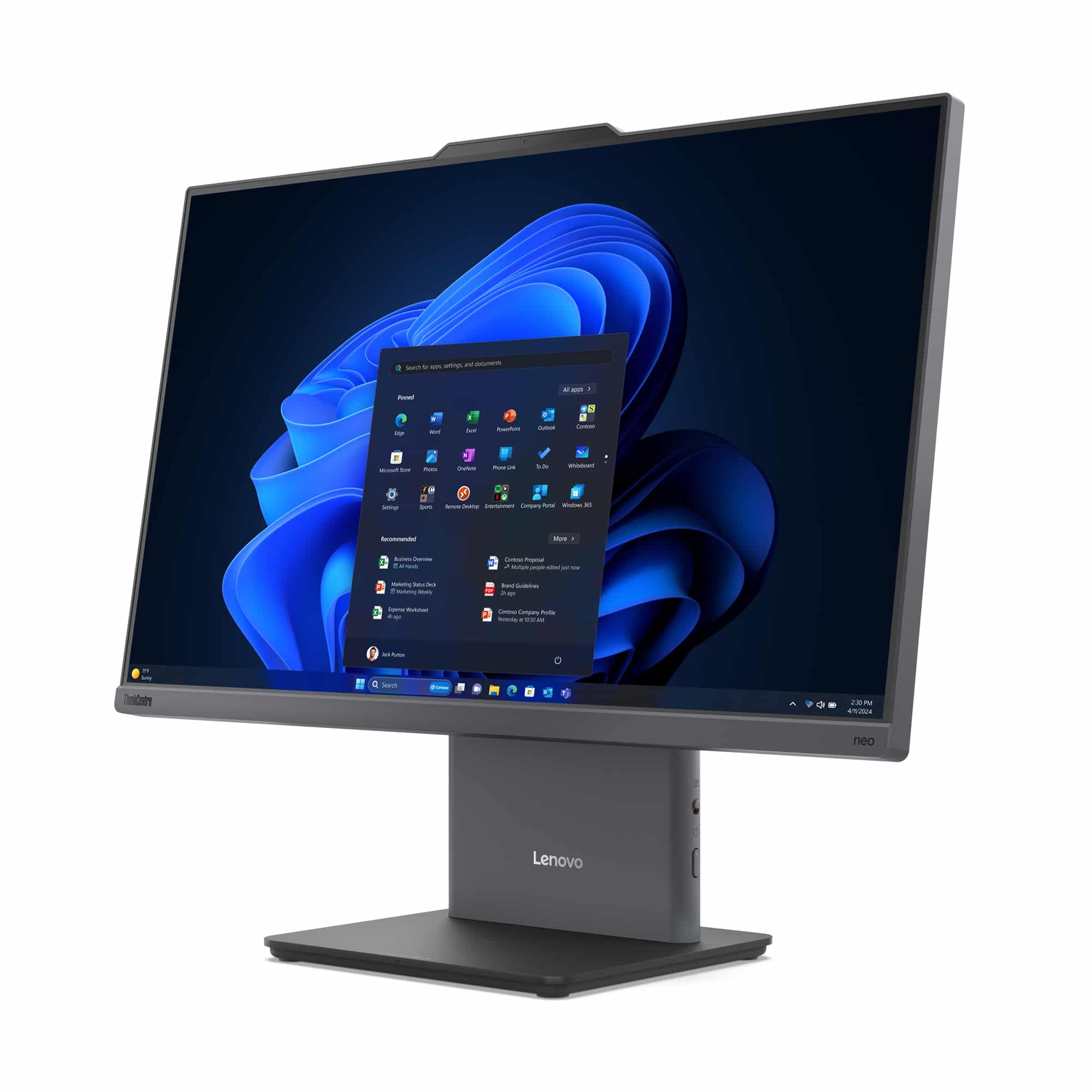 Lenovo ThinkCentre neo 50a 24 Gen 5 Intel® Core™ i5 i5-13420H 60,5 cm (23.8") 1920 x 1080 Pixels Touchscreen Alles-in-één-pc 8 GB DDR5-SDRAM 256 GB SSD Windows 11 Pro Wi-Fi 6 (802.11ax) Grijs - Afbeelding 2