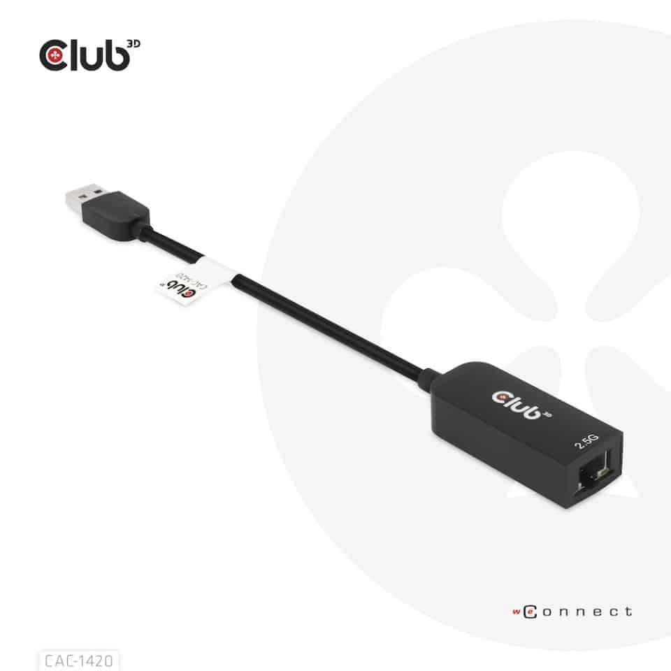 CLUB3D USB 3.2 Gen1 Type A to RJ45 2.5Gbps Adapter - Afbeelding 3