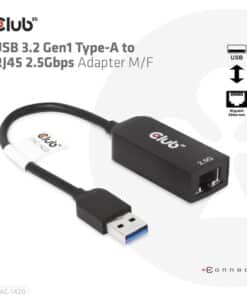 CLUB3D USB 3.2 Gen1 Type A to RJ45 2.5Gbps Adapter - Afbeelding 4