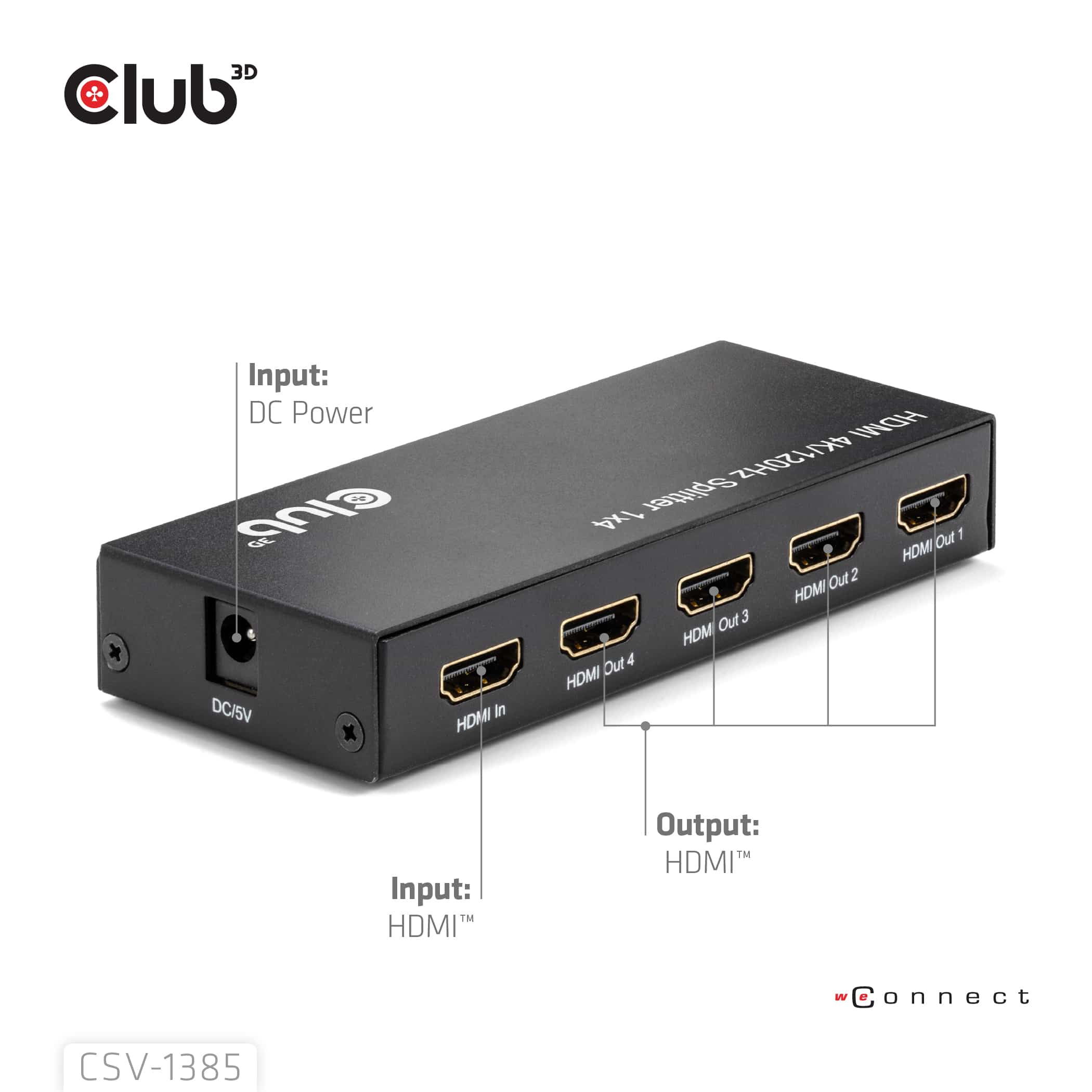 CLUB3D 1 to 4 HDMI Splitter 4K120Hz - Afbeelding 4