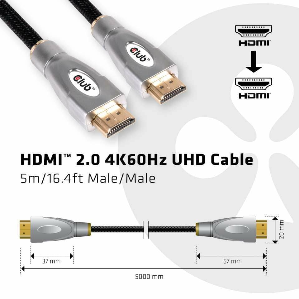 CLUB3D HDMI 2.0 4K60Hz UHD Cable 5m - Afbeelding 6