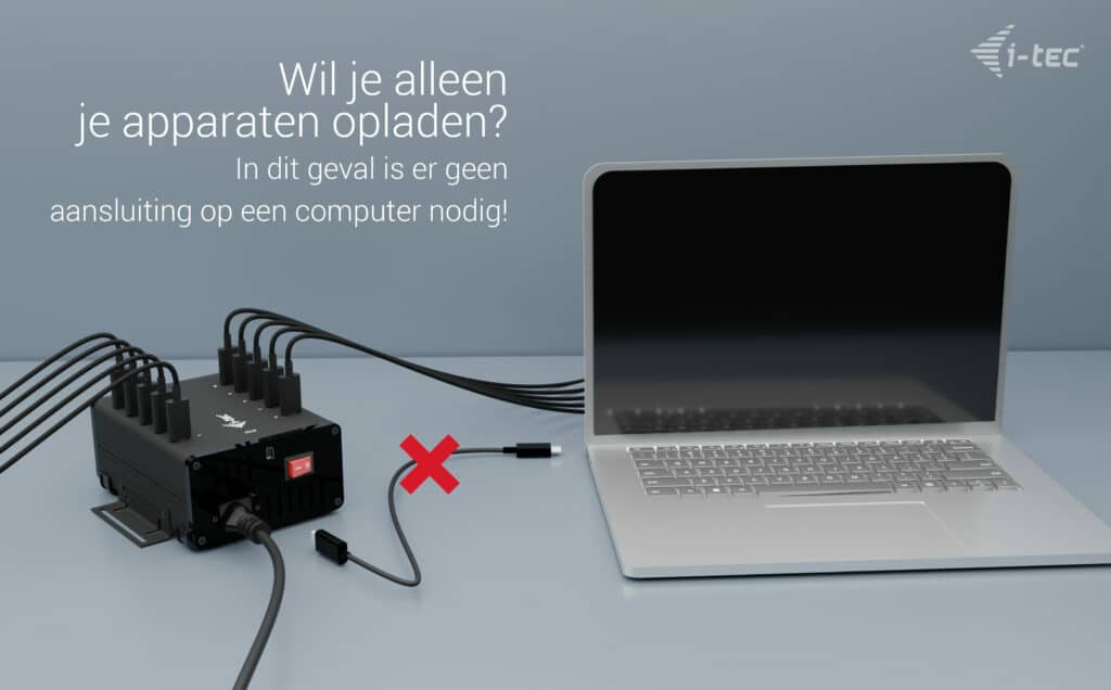 i-tec USB-C/USB-A Metal Charging + data HUB, 15W per port, 10x USB-C - Afbeelding 4