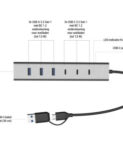 i-tec USB-C/USB-A Charging Metal HUB 7 port (3x USB-C, 4x USB-A) - Afbeelding 3