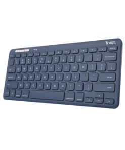 Trust Lyra Draadloos Toetsenbord - Multi-device toetsenbord – USB en Bluetooth verbinding – QWERTY US-indeling – Blauw