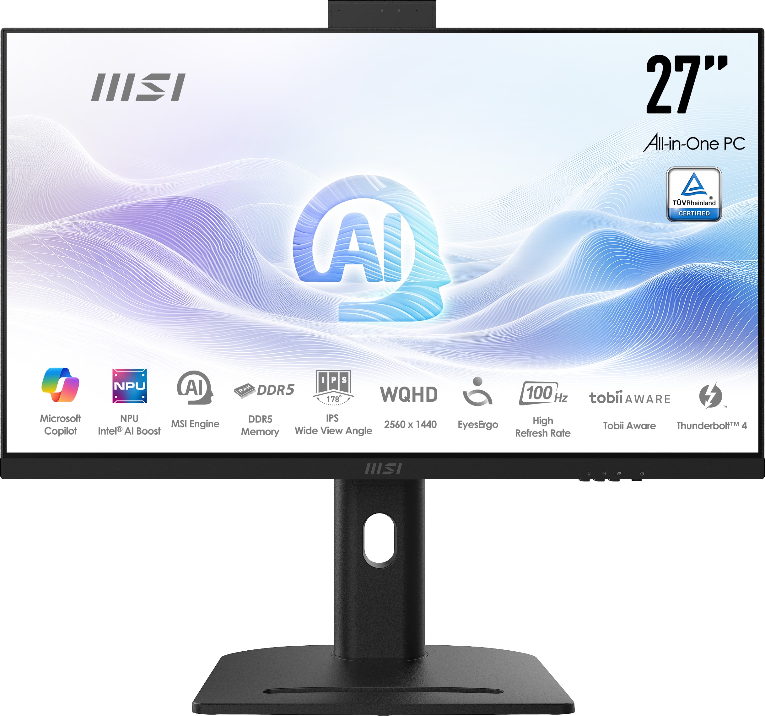 MSI Modern AM273QP AI 1UM-059EU Intel Core Ultra 7 155H 68,6 cm (27") 2560 x 1440 Pixels Alles-in-één-pc 32 GB DDR5-SDRAM 1 TB SSD Windows 11 Pro Wi-Fi 6E (802.11ax) Zwart