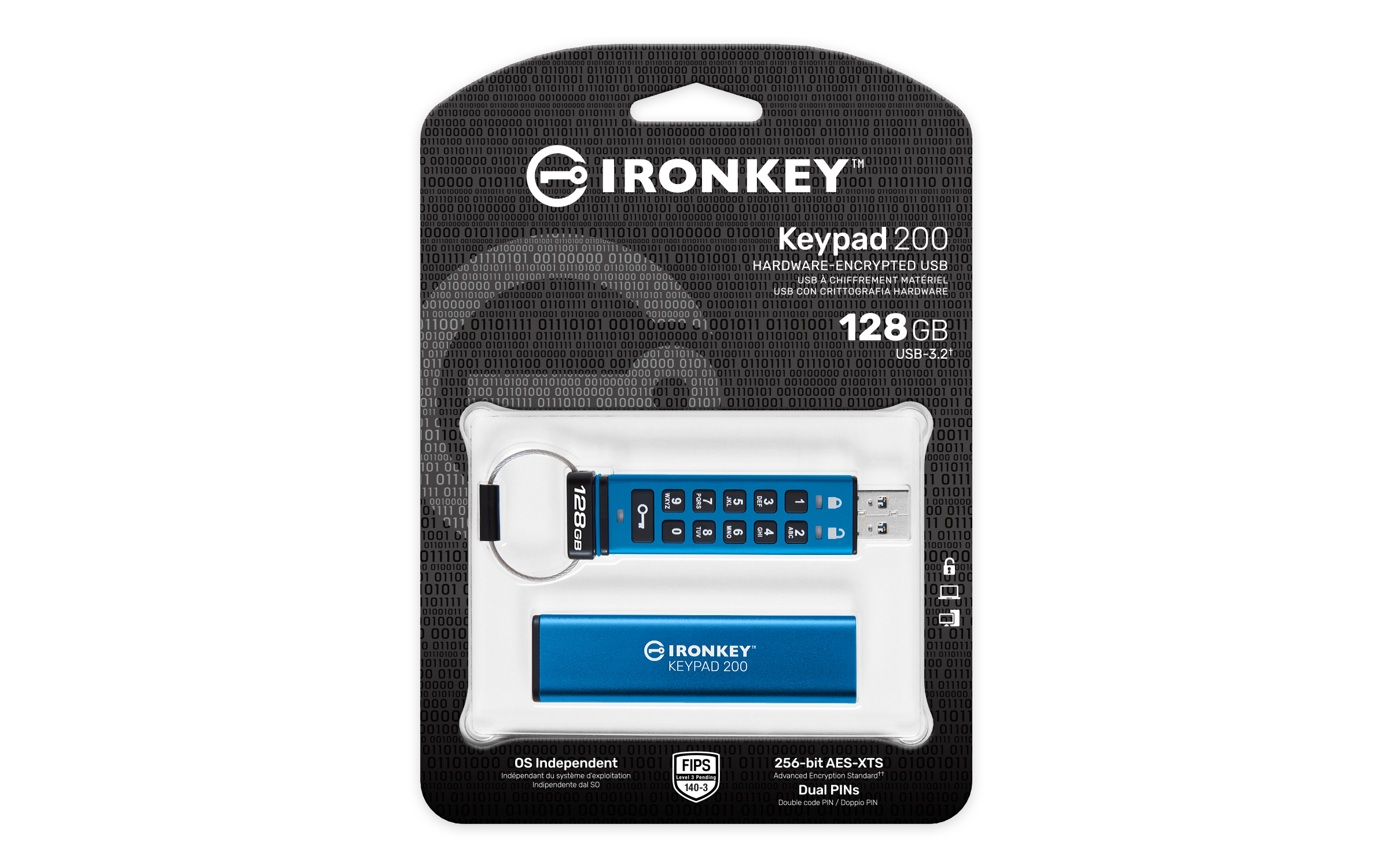 Kingston Technology IronKey 128GB Keypad 200, FIPS 140-3 Lvl 3 AES-256 versleuteld - Afbeelding 3
