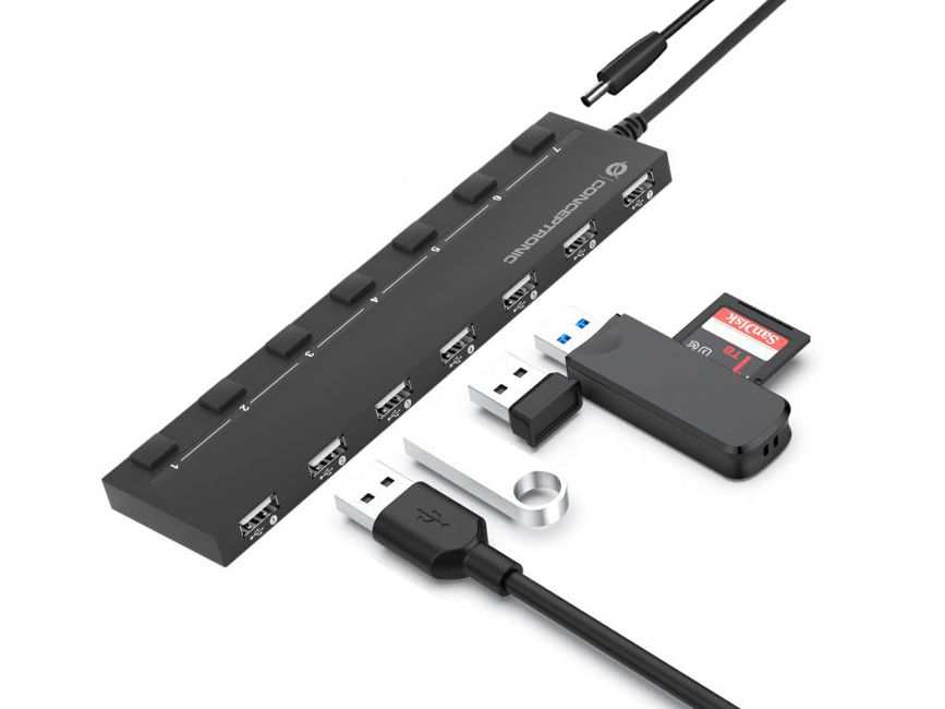 Conceptronic HUBBIES08B interface hub USB 2.0 480 Mbit/s Zwart - Afbeelding 2