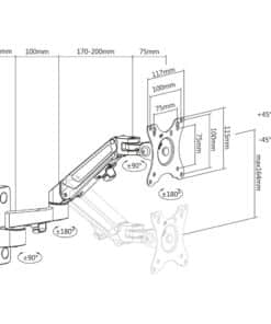 ACT Monitorarm 34", muurbeugel met gasveer, 1 scherm - Afbeelding 3