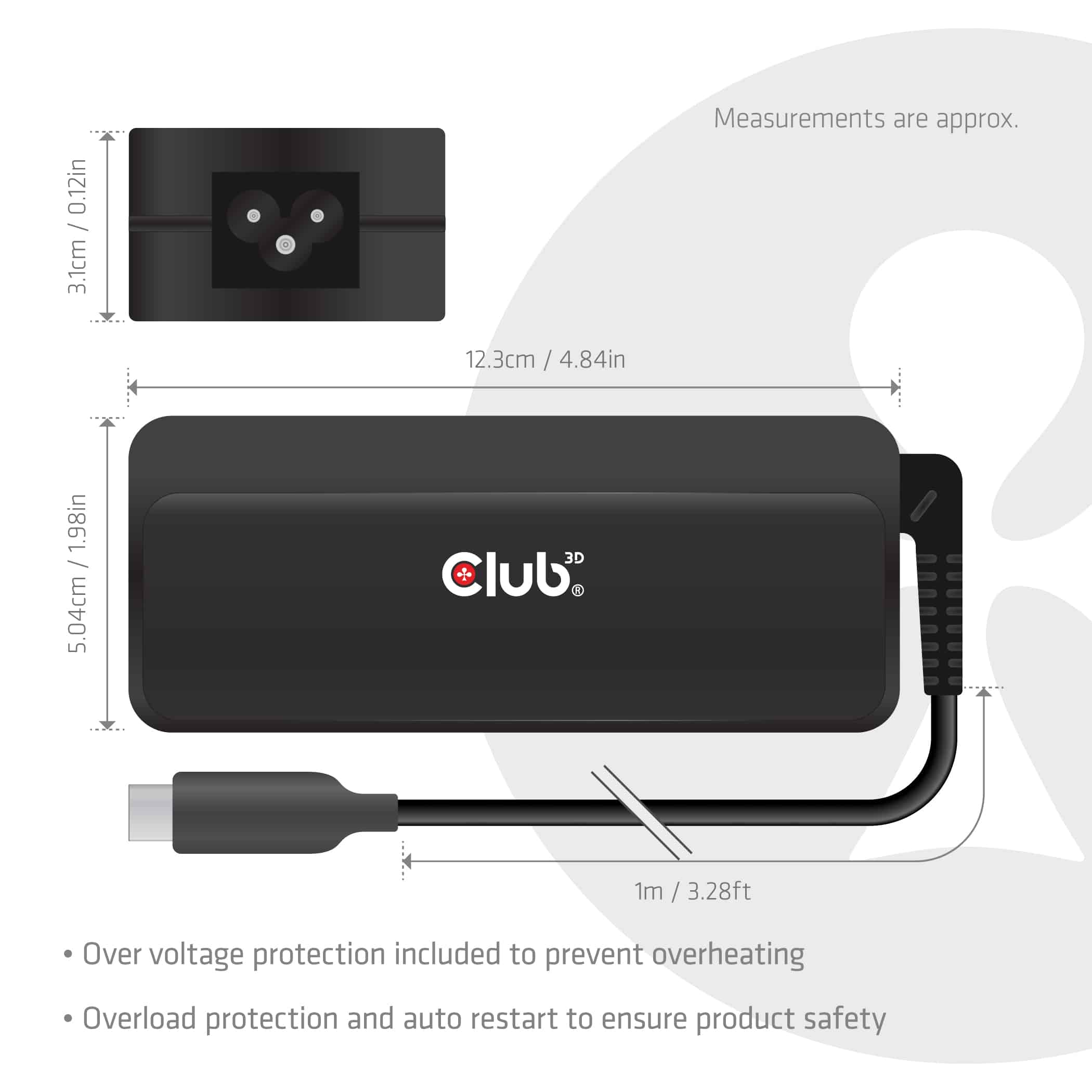 CLUB3D USB-C-laptoplader 140 W - Afbeelding 3