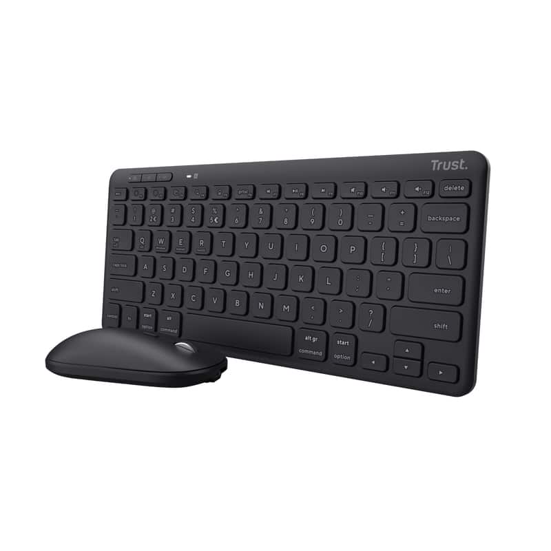 Trust Lyra Toetsenbord en Muis Set - Multi-device desktopset – Belgische AZERTY-indeling – USB en Bluetooth verbinding – Zwart