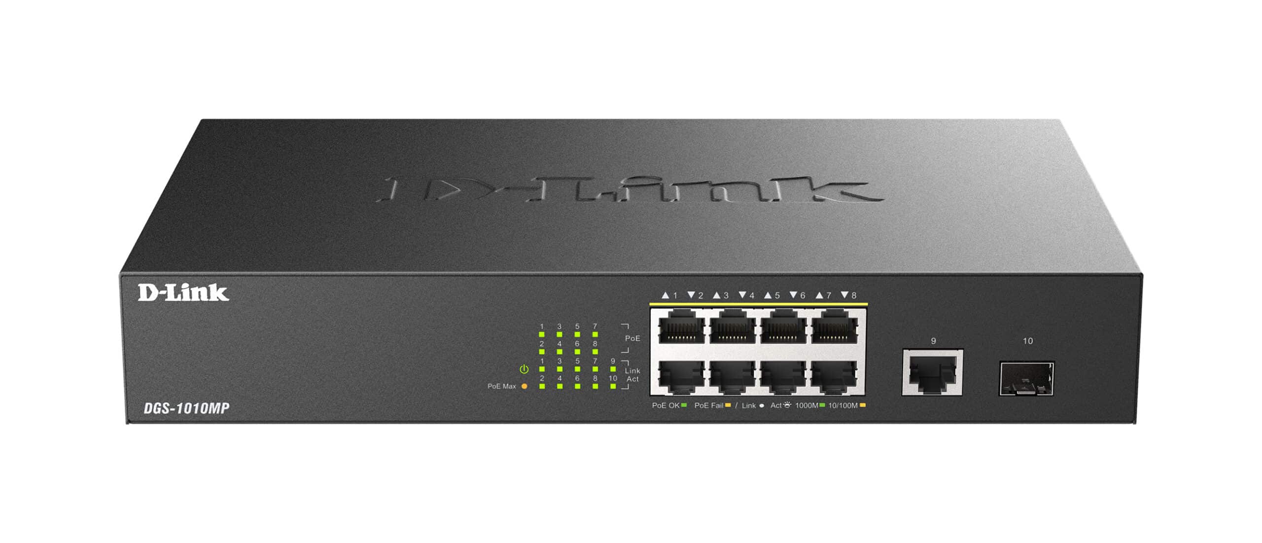 D-Link DGS-1010MP/E netwerk-switch Unmanaged L2 Gigabit Ethernet (10/100/1000) Power over Ethernet (PoE) 1U Zwart