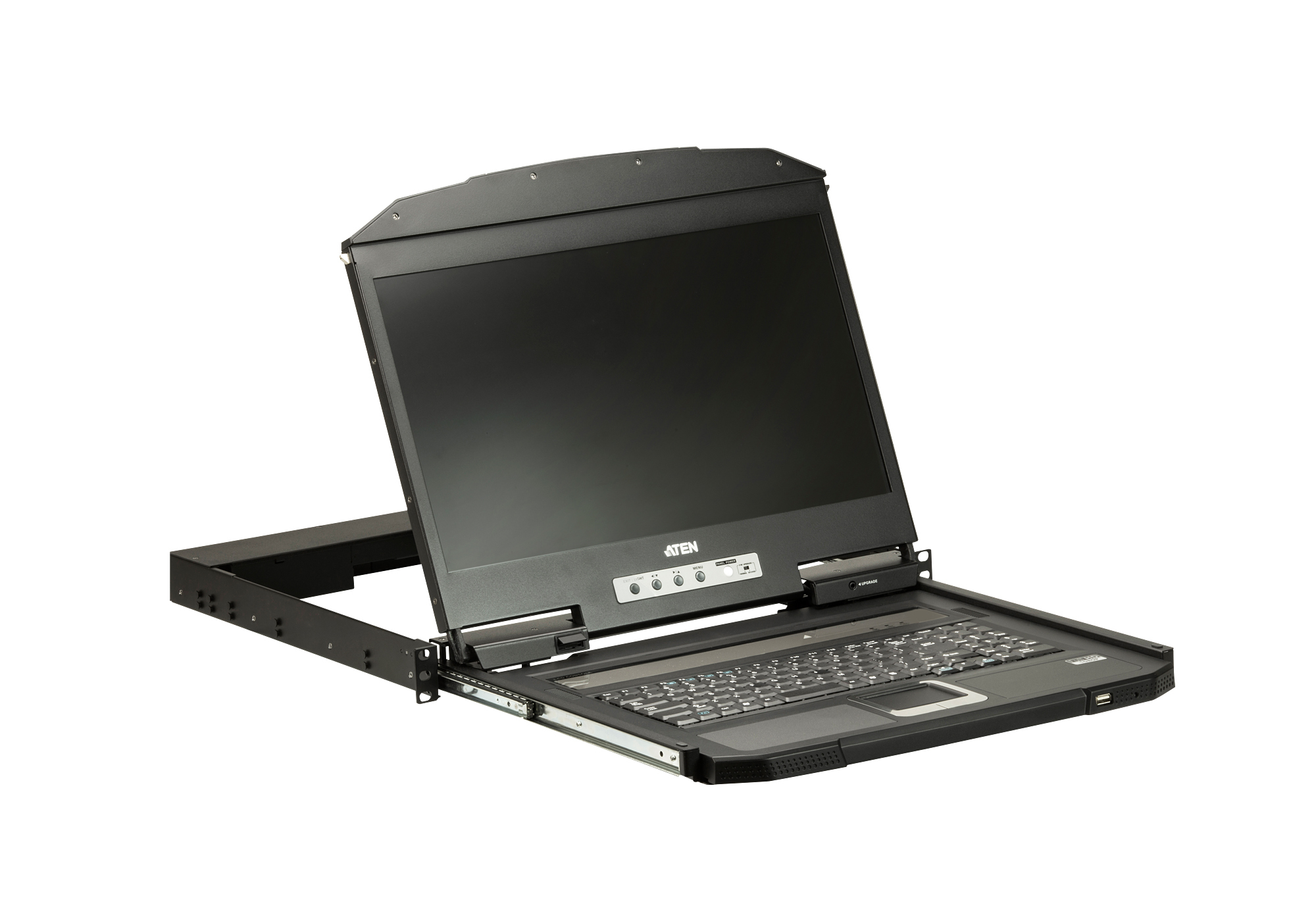 ATEN 1U Ultra Korte Diepte Enkelvoudige Rail Breedbeeld LCD-console (USB / HDMI) - Afbeelding 2