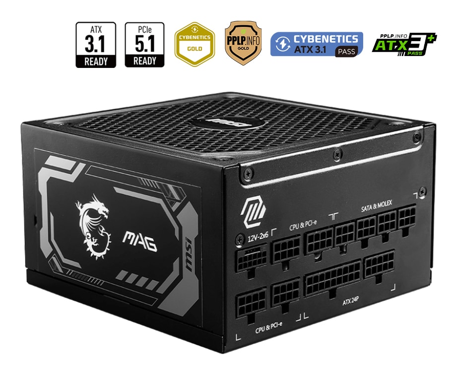 MSI MAG A1000GL PCIE5 power supply unit 1000 W 24-pin ATX ATX Zwart - Afbeelding 4