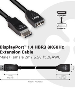 CLUB3D DisplayPort 1.4 HBR3 Extension kabel 8K60Hz M/F 2m/ - Afbeelding 6