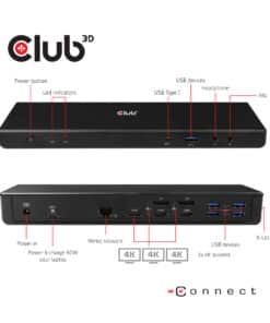 CLUB3D Type-C Universeel (2x 4K60Hz +1x 4K30Hz), oplaad Docking Station 60W DisplayLink gecertificeerd en DP alt modus - kensington lock - Afbeelding 7