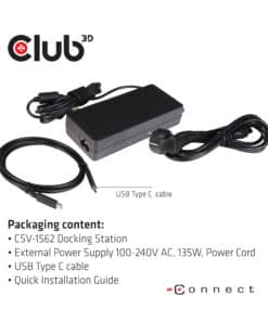 CLUB3D Type-C Universeel (2x 4K60Hz +1x 4K30Hz), oplaad Docking Station 60W DisplayLink gecertificeerd en DP alt modus - kensington lock - Afbeelding 8