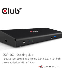 CLUB3D Type-C Universeel (2x 4K60Hz +1x 4K30Hz), oplaad Docking Station 60W DisplayLink gecertificeerd en DP alt modus - kensington lock - Afbeelding 4