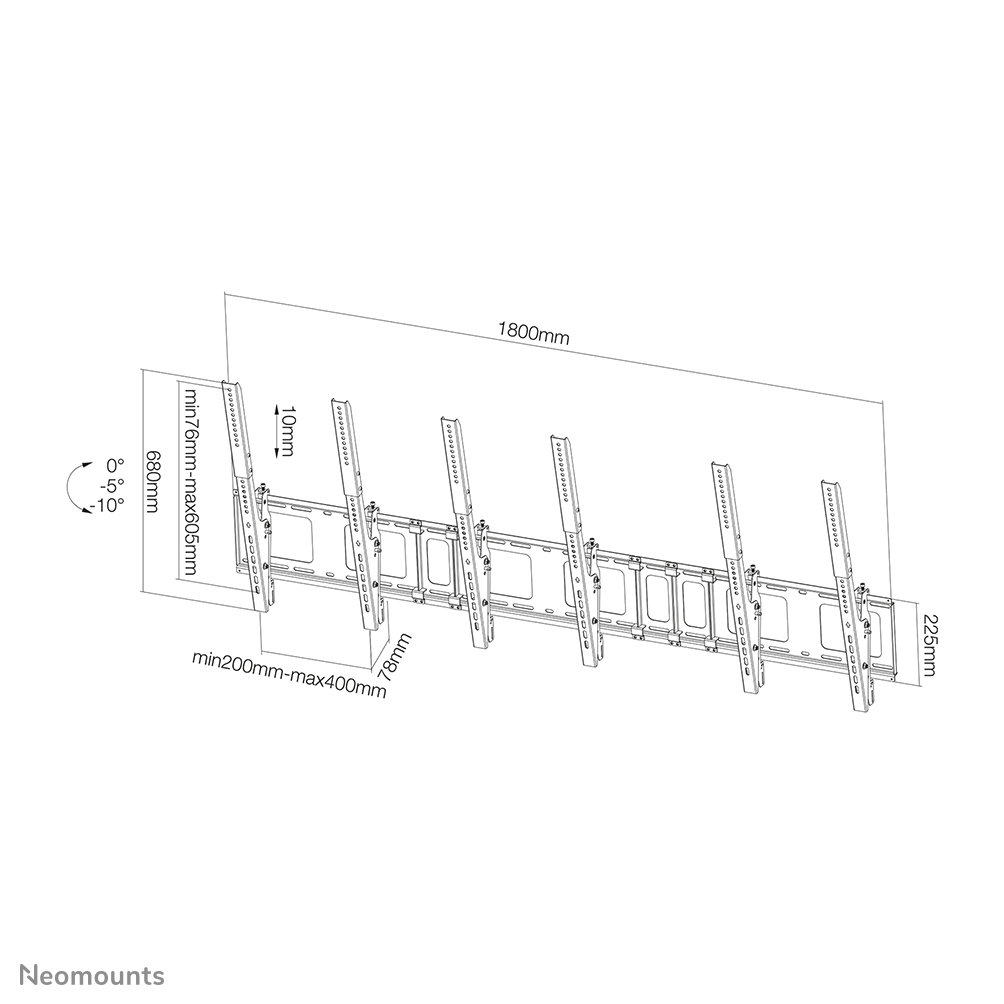 Neomounts NS-WMB300PBLACK Menu board wall mount, 40-52", 50 kg, 200x200/ 400x600 mm, Blac - Afbeelding 5