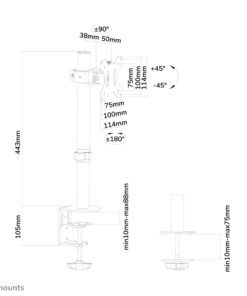 Neomounts FPMA-D510BLACK Flat screen desk mount Clamp/Bolt, 1x 8kg, 10 - 32", 100x100 mm,