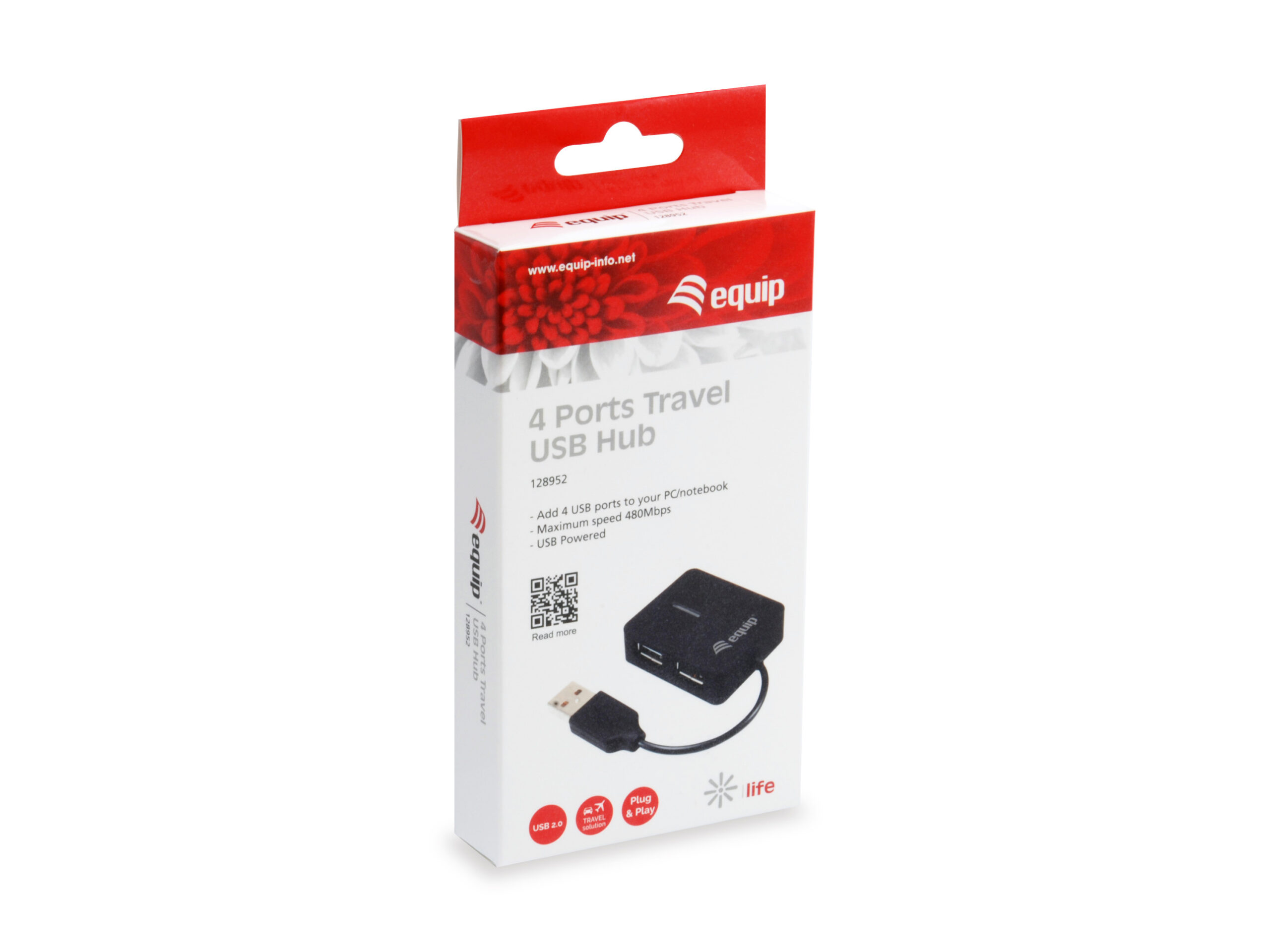 Equip 128952 interface hub USB 2.0 480 Mbit/s Zwart - Afbeelding 2