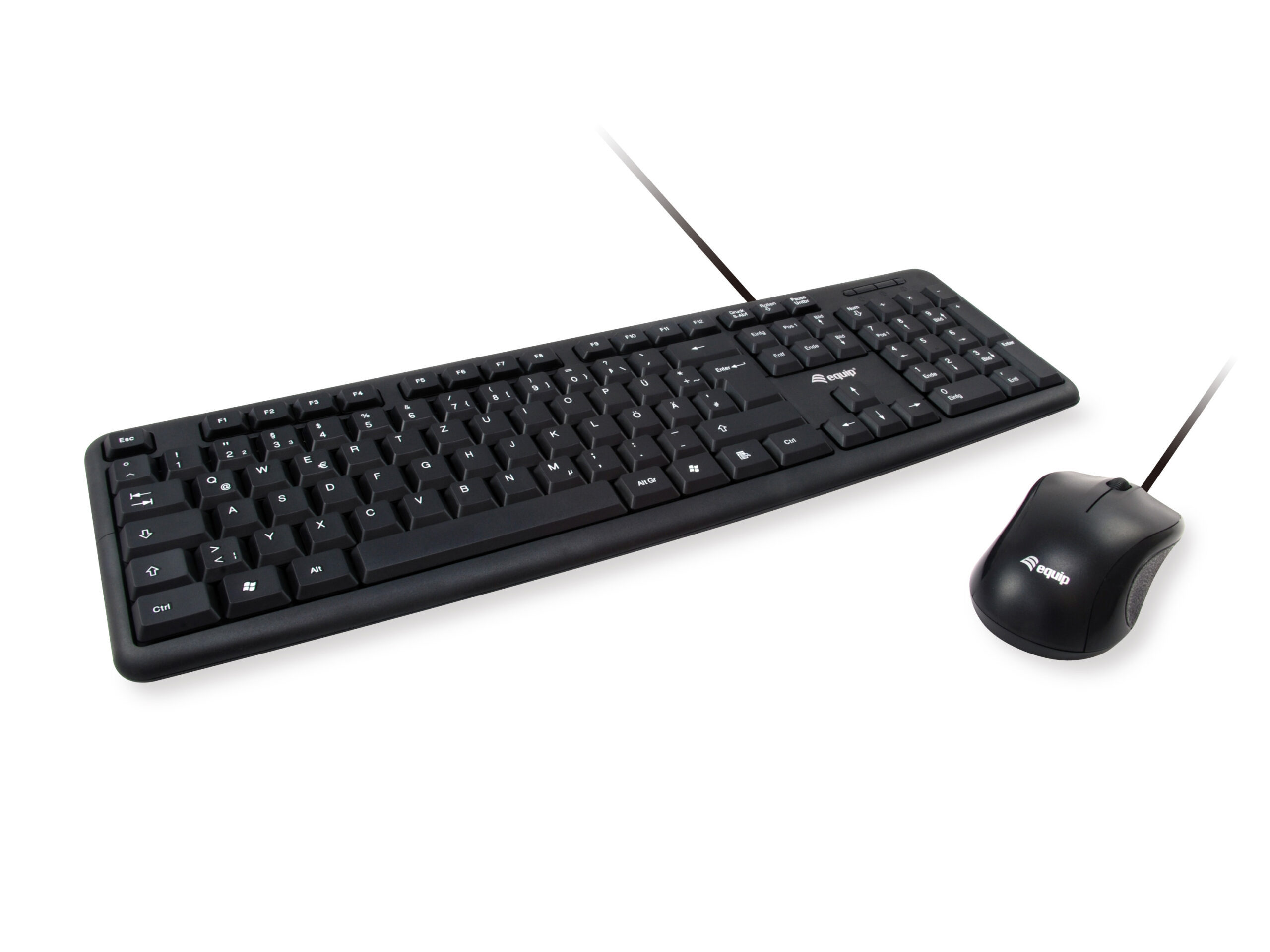 Equip 245200 toetsenbord Inclusief muis Kantoor USB QWERTZ Duits Zwart