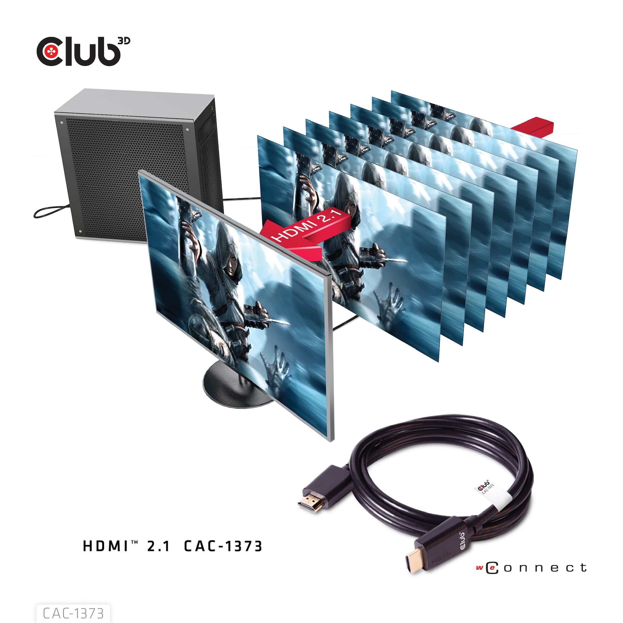 CLUB3D Ultra High Speed HDMI™2.1 gecertificeerde kabel 4K120Hz, 8K60Hz 48Gbps M/V 3 meter - Afbeelding 4