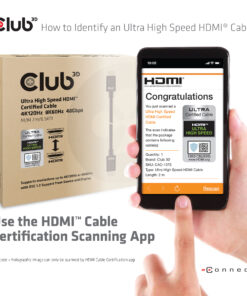CLUB3D Ultra High Speed ​​HDMI™2.1 gecertificeerde kabel 4K120Hz, 8K60Hz 48Gbps M/V 3 meter