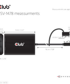 CLUB3D USB Type-C (with USB Type-A adapter) to dual DisplayPort(4K60Hz) Video Splitter - Afbeelding 3