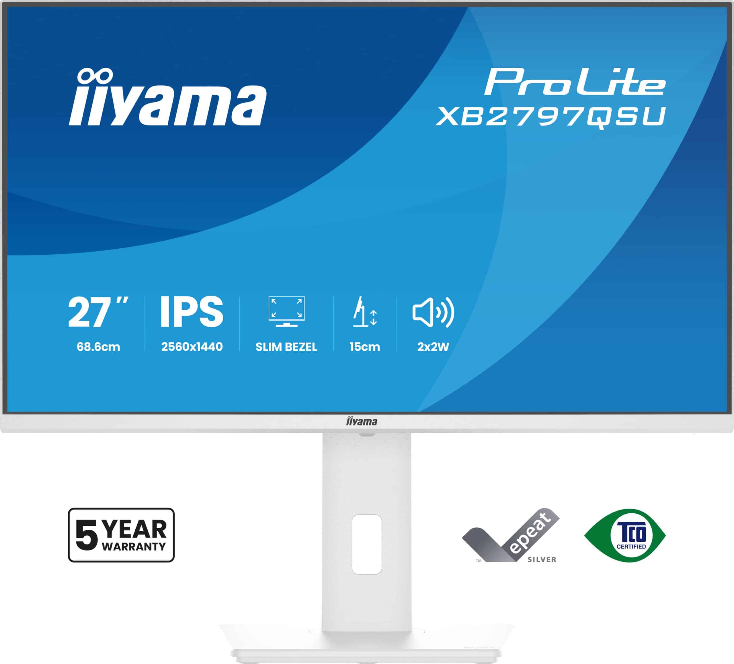 iiyama ProLite XB2797QSU-W1 computer monitor 68,6 cm (27") 2560 x 1440 Pixels Quad HD LED Wit - Afbeelding 2