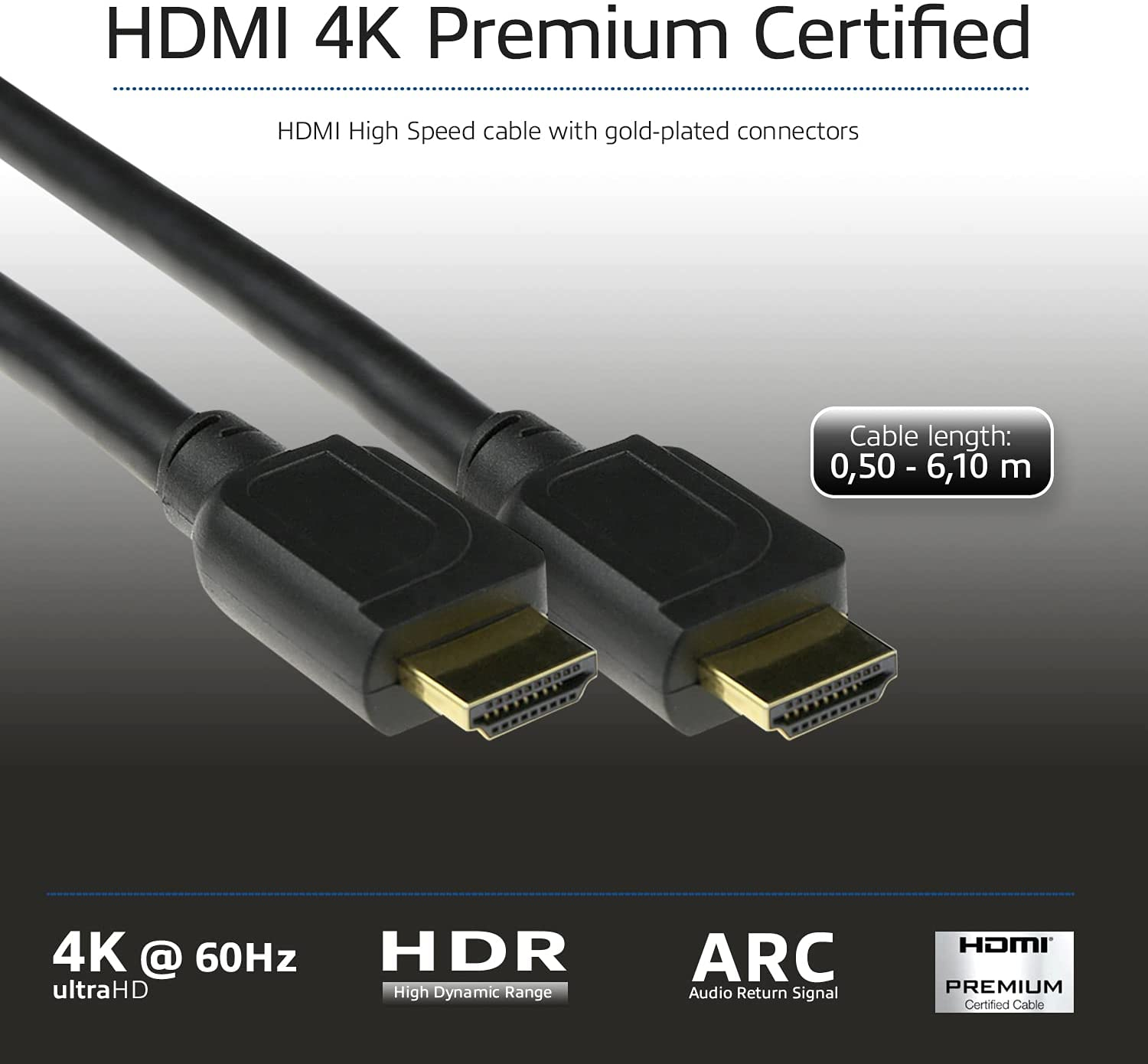 ACT 5 meter HDMI High Speed premium certified kabel v2.0 HDMI-A male - HDMI-A male - Afbeelding 2