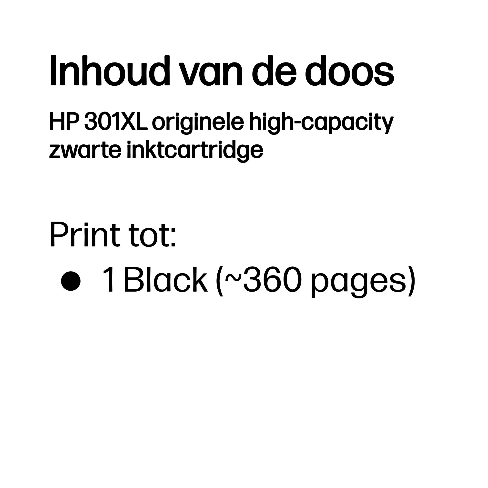 HP 301XL originele high-capacity zwarte inktcartridge - Afbeelding 2
