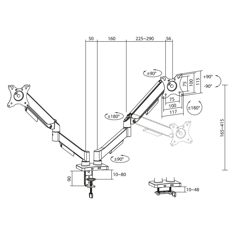 ACT Monitorarm 35", gasveer, 2 monitoren, Essentials - Afbeelding 5