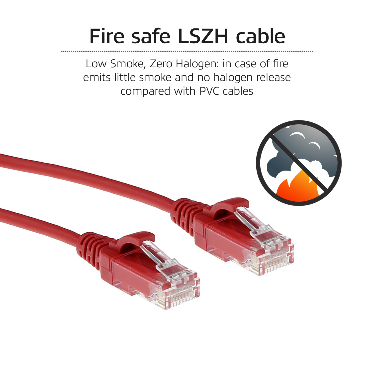 ACT Rode 2 meter LSZH U/UTP CAT6 datacenter slimline patchkabel snagless met RJ45 connectoren - Afbeelding 7