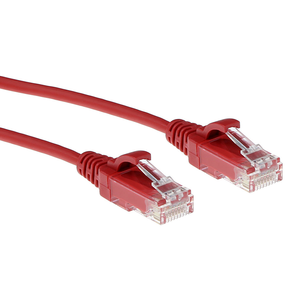 ACT Rode 2 meter LSZH U/UTP CAT6 datacenter slimline patchkabel snagless met RJ45 connectoren